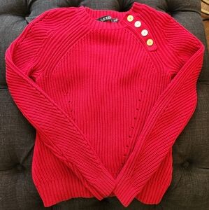 Red cable knit sweater.  Lauren Ralph Lauren. Small